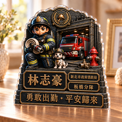 消防員款壓克力擺件正面實物展示
