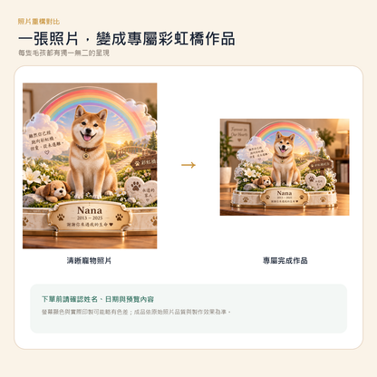 寵物照片到彩虹橋紀念作品與客製注意事項