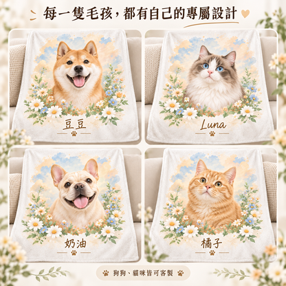 不同狗狗貓咪客製水彩毛毯案例